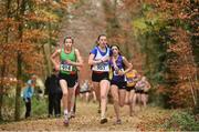 27 November 2016; Eventual second place finisher Lucy Holmes, right, West Waterford A.C., third place Saoirse O'Brien, Westport A.C., during the Girls' Under 16 race in the Irish Life Health National Cross Country Championships at the National Sports Campus in Abbotstown, Co Dublin. Photo by Cody Glenn/Sportsfile