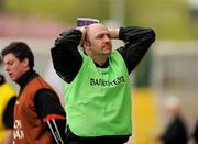 17 April 2011; South Down manager Ronan Sheehan holds his head in his hands after a missed chance by his team. Allianz GAA Hurling Division 4 Final, South Down v Tyrone, Athletic Grounds, Armagh. Picture credit: Oliver McVeigh / SPORTSFILE