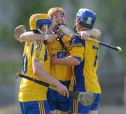 17 April 2011; Shane Curley, centre, Roscommon captain, embraces his team-mates after winning the final.  Allianz GAA Hurling Division 3B Final, Mayo v Roscommon, Carrick-on-Shannon, Leitrim. Picture credit: Ray Ryan / SPORTSFILE