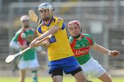 17 April 2011; Kevin Conneely, Roscommon, in action against Shane Morley, Mayo.  Allianz GAA Hurling Division 3B Final, Mayo v Roscommon, Carrick-on-Shannon, Leitrim. Picture credit: Ray Ryan / SPORTSFILE