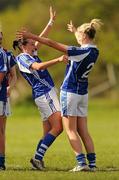 17 April 2011; Laois players, Tracey Lawlor, left, and Aisling Quigley, celebrate at the end of the game. Bord Gais Energy National Football League, Division One, Semi-Final, Monaghan v Laois, Ballymahon, Longford. Photo by Sportsfile