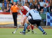 17 April 2011; Andrew Barbour, Cookstown, in action against Fran Lee, Monkstown. ESB Electric Ireland Men's Irish Senior Cup Final, Cookstown v Monkstown, National Hockey Stadium, UCD, Belfield, Dublin. Picture credit: Barry Cregg / SPORTSFILE