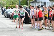 17 April 2011; Mark Kirwan, Raheny Shamrocks A.C., hands over to teammate Gavin O'Sullivan for the second leg, during the Senior Mens Road Relay. Woodie’s DIY Road Relay Championships of Ireland. Raheny, Dublin. Picture credit: Tomas Greally / SPORTSFILE