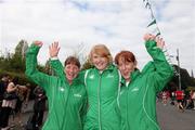 17 April 2011; Winners of the Over 50 Master Womens Road Relay, from left, Bernie Manley, Fiona Kirwan and Anne Reede, Team Raheny Shamrocks. Woodie’s DIY Road Relay Championships of Ireland. Raheny, Dublin. Picture credit: Tomas Greally / SPORTSFILE