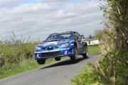 17 April 2011; Tim McNulty and Paul Kiely in a Subaru Impreza in action during the Monaghan Stage. Monaghan Stages Rally, round 2, of the National and Border Rally Championsip. Picture credit: Philip Fitzpatrick / SPORTSFILE
