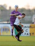 18 April 2011; Conal Burns, Cliftonville, in action against Ross Gaynor, Dundalk. Setanta Sports Cup Semi-Final 2nd Leg, Dundalk v Cliftonville, Oriel Park, Dundalk, Co. Louth. Photo by Sportsfile