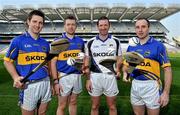 19 April 2011; Pictured at the announcement of Skoda as the new sponsor for Tipperary GAA and the unveiling of the new Tipperary GAA strip for 2011 are Tipperary hurlers, from left, Conor O'Mahony, Padraic Maher, Brendan Cummins, and Eoin Kelly. The three year sponsorship agreement which begins following the 2011 National Leagues will see Skoda Ireland invest approx €200,000 per annum into the Premier County. The full sponsorship of Tipperary GAA covers both the hurling and football codes and includes all grades from minor to senior inter-county teams. As part of the sponsorship agreement, the new look Tipperary jersey was unveiled displaying the Skoda brand name. Croke Park, Dublin. Picture credit: Brian Lawless / SPORTSFILE