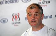 19 April 2011; Ulster head coach Brian McLaughlin, speaking during a press conference ahead of their Celtic League match against Connacht on Friday night. Ulster Rugby Squad Press Conference, Newforge Training Ground, Belfast, Co. Antrim. Picture credit: Oliver McVeigh / SPORTSFILE