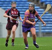 17 April 2011; Una Leacy, Wexford, in action against Sinead Cahalan, Galway. Irish Daily Star Camogie League, Division 1, Final, Galway v Wexford, Semple Stadium, Thurles, Co. Tipperary. Picture credit: Brian Lawless / SPORTSFILE