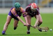 17 April 2011; Niamh McGrath, Galway, in action against Noeleen Lambert, Wexford. Irish Daily Star Camogie League, Division 1, Final, Galway v Wexford, Semple Stadium, Thurles, Co. Tipperary. Picture credit: Brian Lawless / SPORTSFILE