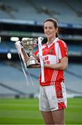 28 November 2016; Amanda Casey captain of Donaghmoyne GAA Club from Co. Monaghan with the Senior Cup ahead of the Ladies Football All Ireland Senior Club Championship Final against Foxrock Cabinteely from Dublin, during a Captain's Day at Croke Park in Dublin. Photo by Matt Browne/Sportsfile