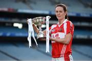28 November 2016; Amanda Casey captain of Donaghmoyne GAA Club from Co. Monaghan with the Senior Cup ahead of the Ladies Football All Ireland Senior Club Championship Final against Foxrock Cabinteely from Dublin, during a Captain's Day at Croke Park in Dublin. Photo by Matt Browne/Sportsfile