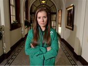9 November 2016; Ireland player Claire McLaughlin during the 2017 Women's Rugby World Cup Pool Draw at City Hall in Belfast. Photo by Oliver McVeigh/Sportsfile