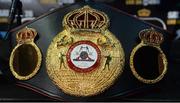 29 November 2016; A general view of the WBA featherweight belt during a Carl Frampton v Leo Santa Cruz press conference at the Europa Hotel in Belfast. Photo by Oliver McVeigh/Sportsfile