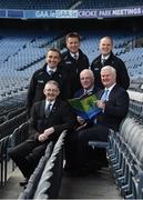 30 November 2016; Uachtarán Chumann Lúthchleas Aogán Ó Fearghail with from left Patrick Doherty, National Match Officials Manager, Sean Walsh, Cathaoirleach Referee Development Committee, and Referees Maurice Deegan, Brian Gavin and Conor Lane at the launch of The Referees Handbook at Croke Park in Dublin. Photo by Matt Browne/Sportsfile