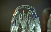 30 November 2016; A detailed view of a trophy ahead of the Irish Life Health National Athletics Awards 2016 at the Crowne Plaza Hotel in Santry, Dublin. Photo by Seb Daly/Sportsfile