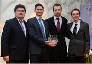 30 November 2016; Mark Ryan, second left, Ian Conroy, second right, and Brian Furey, right, are jointly presented with the Mountain Runner of the Year award by John Foley, left, CEO of Athletics Ireland, at the Irish Life Health National Athletics Awards 2016 at the Crowne Plaza Hotel in Santry, Dublin. Photo by Seb Daly/Sportsfile