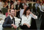 30 November 2016; Athlete of the Year Thomas Barr and mother Martina watches a replay of some of his heats in the Rio Olympics before accepting his award at the Irish Life Health National Athletics Awards 2016 at the Crowne Plaza Hotel in Santry, Dublin. Photo by Cody Glenn/Sportsfile
