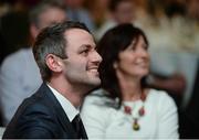 30 November 2016; Athlete of the Year Thomas Barr and mother Martina watch a replay of some of his heats in the Rio Olympics before accepting his award at the Irish Life Health National Athletics Awards 2016 at the Crowne Plaza Hotel in Santry, Dublin. Photo by Cody Glenn/Sportsfile