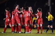30 November 2016; Siobhan Killeen. second from right, celebrates with her Shelbourne team-mates after scoring her side's first goal during the Continental Tyres Women's National League match between Shelbourne and UCD Waves at Morton Stadium in Santry, Dublin. Photo by Stephen McCarthy/Sportsfile