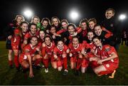 30 November 2016; Shelbourne players celebrate after winning the Continental Tyres Women's National League following the match between Shelbourne and UCD Waves at Morton Stadium in Santry, Dublin. Photo by Stephen McCarthy/Sportsfile