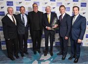 30 November 2016; Ronnie Delany, fourth from left, 1956 1500m Olympic Champion, was honoured with a special award and is pictured with fellow Villanova University friends, from left, Donie Walsh, Marcus O'Sullivan, Father Peter Donohue, Eamonn Goughlan and Mark Jackson, at the Irish Life Health National Athletics Awards 2016 at the Crowne Plaza Hotel in Santry, Dublin. Photo by Cody Glenn/Sportsfile