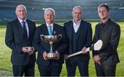 1 December 2016;  In attendance at the launch of the GAA Interprovincial Championships at Croke Park in Dublin is Uachtarán Chumann Lœthchleas Aogán î Fearghail, second from left, with from left, Ciaran Hetherton, Leinster Hurling Manager, Anthony Daly, Munster Hurling Manager and Noel Larkin, Connacht Hurling Assistant Manager. The 2016 GAA Inter-Provincial series will take place in Parnell Park, football, and Nenagh, hurling, on Saturday 10th of December. Photo by Sam Barnes/Sportsfile