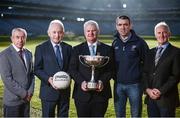 1 December 2016;  In attendance at the launch of the GAA Interprovincial Championships at Croke Park in Dublin is Uachtarán Chumann Lúthchleas Aogán Ó Fearghail, centre, with from left, Pete McGrath, Ulster Football Manager, Ger O'Sullivan, Munster Football Manager, John Doyle, Leinster Football Assistant Manager and John Tobin, Connacht Football Manager. The 2016 GAA Inter-Provincial series will take place in Parnell Park, football, and Nenagh, hurling, on Saturday 10th of December. Photo by Sam Barnes/Sportsfile