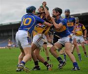 17 April 2011; Paddy Stapleton, Wexford, in action against Benny Dunne, left, and Michael Heffernan, Tipperary. Allianz Hurling League, Division 1, Round 7, Tipperary v Wexford, Semple Stadium, Thurles, Co. Tipperary. Picture credit: Brian Lawless / SPORTSFILE
