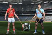 20 April 2011; Pictured at the Allianz Football Division 1 & 2 Finals Preview are Cork's Donncha O'Connor, left, and Dublin's Bryan Cullen. The two side's will play each other in the Allianz Football Division 1 Final on Sunday. Croke Park, Dublin. Picture credit: David Maher / SPORTSFILE