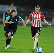 22 April 2011; James McClean, Derry City, in action against Sean Stewart, St Patrick's Athletic. Airtricity League Premier Division, Derry City v St Patrick's Athletic, The Brandywell, Derry. Picture credit: Oliver McVeigh / SPORTSFILE