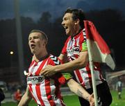 22 April 2011; James McClean, Derry City, celebrates with Kevin Deery after scoring his side's first goal. Airtricity League Premier Division, Derry City v St Patrick's Athletic, The Brandywell, Derry. Picture credit: Oliver McVeigh / SPORTSFILE