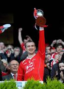 23 April 2011; Louth captain Paddy Keenan lifts the cup after the game. Allianz GAA Football Division 3 Final, Louth v Westmeath, Croke Park, Dublin. Picture credit: Barry Cregg / SPORTSFILE