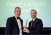 2 December 2016; Oisín Langan, right, of Newstalk, accepts the award for Best Paralympic Games Radio Coverage, from Cecil Ryan, OCS Europe, at the OCS Irish Paralympic Awards at the Ballsbridge Hotel in Dublin. Photo by Cody Glenn/Sportsfile
