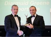 2 December 2016; Diarmuid Greene, right, of Sportsfile, accepts the prize for Best Paralympic Games Image, from Cecil Ryan, OCS Europe, at the OCS Irish Paralympic Awards at the Ballsbridge Hotel in Dublin. Photo by Cody Glenn/Sportsfile