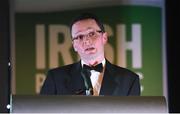 2 December 2016; Minister of State for Tourism and Sport Patrick O'Donovan T.D. speaks at the OCS Irish Paralympic Awards at the Ballsbridge Hotel in Dublin. Photo by Cody Glenn/Sportsfile