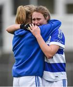 3 December 2016; Jennifer Murphy of Kinsale is consoled by her teammate after the game All Ireland Junior Club Championship Final 2016 match between Kinsale and St. Maurs at Dr Cullen Park in Carlow. Photo by Matt Browne/Sportsfile
