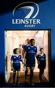 3 December 2016; Isa Nacewa of Leinster makes his way out onto the field with the mascots ahead of the Guinness PRO12 Round 10 match between Leinster and Newport Gwent Dragons at the RDS Arena in Ballsbridge, Dublin. Photo by Seb Daly/Sportsfile
