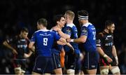 3 December 2016; Joey Carbery, second from left, is congratulated by his Leinster team-mate, from left, Luke McGrath, Rory O'Loughlin and Tom Daly after scoring his side's fourth try during the Guinness PRO12 Round 10 match between Leinster and Newport Gwent Dragons at the RDS Arena in Ballsbridge, Dublin. Photo by Stephen McCarthy/Sportsfile