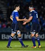 3 December 2016; Max Deegan, left, replaces Rhys Ruddock during a second half substitution to make his Leinster debut during the Guinness PRO12 Round 10 match between Leinster and Newport Gwent Dragons at the RDS Arena in Ballsbridge, Dublin. Photo by Stephen McCarthy/Sportsfile