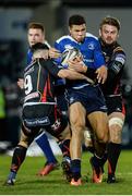 3 December 2016; Adam Byrne of Leinster is tackled by Tavis Knoyle, left, and Lewis Evans of Dragons during the Guinness PRO12 Round 10 match between Leinster and Newport Gwent Dragons at the RDS Arena in Ballsbridge, Dublin. Photo by Seb Daly/Sportsfile