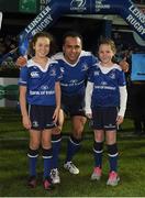 3 December 2016; Leinster mascots Saoirse Eddy, left, and Francesca O'Halloran with captain Isa Nacewa at the Guinness PRO12 Round 10 match between Leinster and Newport Gwent Dragons at the RDS Arena in Ballsbridge, Dublin. Photo by Brendan Moran/Sportsfile
