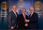 3 December 2016; Johnny Ryan, Tipperary, is presented with his All-Ireland Medal by Uachtarán Chumann Lúthchleas Aogán Ó Fearghail and Seán Walsh, Chairman of National Referee Development Committee, at the GAA National Referees' Awards Banquet 2016 at Croke Park in Dublin. Photo by Cody Glenn/Sportsfile