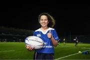 3 December 2016; Leinster matchday mascot Saoirse Eddy prior to the Guinness PRO12 Round 10 match between Leinster and Newport Gwent Dragons at the RDS Arena in Ballsbridge, Dublin. Photo by Stephen McCarthy/Sportsfile