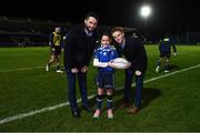3 December 2016; Leinster matchday mascot Francesca O'Halloran with Leinster's Barry Daly, left, and Cathal Marsh prior to the Guinness PRO12 Round 10 match between Leinster and Newport Gwent Dragons at the RDS Arena in Ballsbridge, Dublin. Photo by Stephen McCarthy/Sportsfile