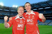 23 April 2011; Louth team-mates Ronan Greene, left, and Andy McDonnell celebrate victory after the game. Allianz GAA Football Division 3 Final, Louth v Westmeath, Croke Park, Dublin. Picture credit: Barry Cregg / SPORTSFILE