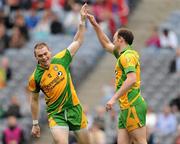 24 April 2011; Colm McFadden, Donegal, is congratulated by team-mate Dermot Molloy, left, after scoring his side's second goal. Allianz Football League Division 2 Final, Donegal v Laois, Croke Park, Dublin. Picture credit: Ray McManus / SPORTSFILE