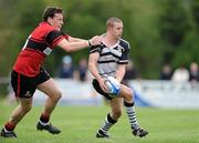 24 April 2011; Stephen McGee, Dundalk RFC, is tackled by Mick Brazil, Tullamore RFC. Newstalk Provincial Towns Cup Final, Dundalk RFC v Tullamore RFC, Edenderry RFC, Coolavacoose, Carbury, Co. Kildare. Picture credit: Barry Cregg / SPORTSFILE