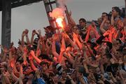 24 April 2011; Dublin supporters on Hill 16 celebrate their side's second goal. Supporters and Entertainment at the Allianz Football League Division 1 & 2 Finals, Croke Park, Dublin. Picture credit: Ray McManus / SPORTSFILE