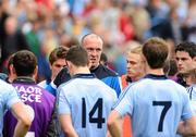 24 April 2011; A disappointed Dublin manager Pat Gilroy speaks to his players after the game. Allianz GAA Football Division 1 Final, Dublin v Cork, Croke Park, Dublin. Picture credit: Dáire Brennan / SPORTSFILE